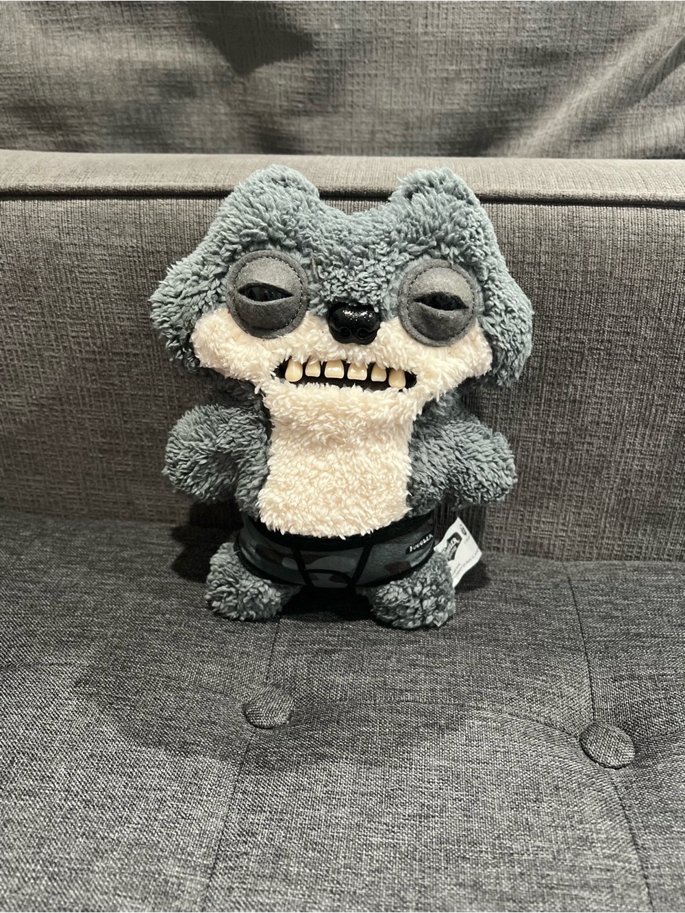 Fuggler Budgie Sketchy Squirrel Grey Plush
